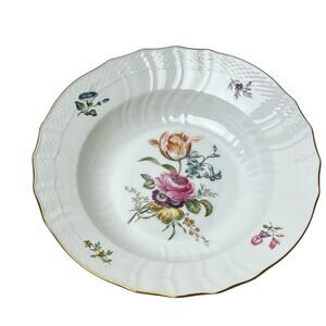 Royal Copenhagen Frijsenborg Large Rim Soup Bowl 1614 Flowers Scalloped Rim